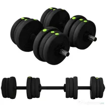 SPORTNOW Set Greutăți 2 în 1 cu Gantere Convertibile în Halteră și Reglabile, 105x20x20 cm, Negru | Aosom Romania