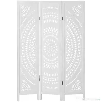 HOMCOM Paravan Interior cu 3 Panouri, Separator Pliabil de Interior, din Lemn Cioplit, 120x170 cm, Alb | Aosom Romania