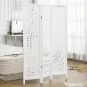 HOMCOM Paravan Interior cu 3 Panouri, Separator Pliabil de Interior, din Lemn Cioplit, 120x170 cm, Alb | Aosom Romania