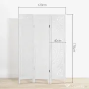 HOMCOM Paravan Interior cu 3 Panouri, Separator Pliabil de Interior, din Lemn Cioplit, 120x170 cm, Alb | Aosom Romania