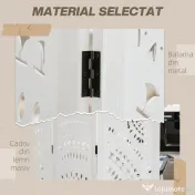 HOMCOM Paravan Interior cu 3 Panouri, Separator Pliabil de Interior, din Lemn Cioplit, 120x170 cm, Alb | Aosom Romania