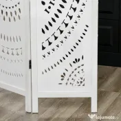 HOMCOM Paravan Interior cu 3 Panouri, Separator Pliabil de Interior, din Lemn Cioplit, 120x170 cm, Alb | Aosom Romania