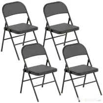 HOMCOM Set de 2 Scaune Pliabile Metalice, Tapițate cu Piele Ecologică PU, pentru Interior, cu Șezut Confortabil și Spătar Deschis | Aosom Romania