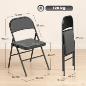 HOMCOM Set de 2 Scaune Pliabile Metalice, Tapițate cu Piele Ecologică PU, pentru Interior, cu Șezut Confortabil și Spătar Deschis | Aosom Romania 