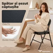 HOMCOM Set de 2 Scaune Pliabile Metalice, Tapițate cu Piele Ecologică PU, pentru Interior, cu Șezut Confortabil și Spătar Deschis | Aosom Romania 