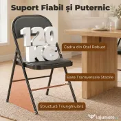 HOMCOM Set de 2 Scaune Pliabile Metalice, Tapițate cu Piele Ecologică PU, pentru Interior, cu Șezut Confortabil și Spătar Deschis | Aosom Romania 