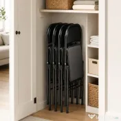 HOMCOM Set de 2 Scaune Pliabile Metalice, Tapițate cu Piele Ecologică PU, pentru Interior, cu Șezut Confortabil și Spătar Deschis | Aosom Romania 