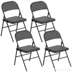 HOMCOM Set de 2 Scaune Pliabile Metalice, Tapițate cu Piele Ecologică PU, pentru Interior, cu Șezut Confortabil și Spătar Deschis