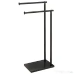 HOMCOM Suport prosoape de baie autoportant cu 2 brațe din metal, 35.5x20x78 cm, negru