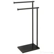 HOMCOM Suport prosoape de baie autoportant cu 2 brațe din metal, 35.5x20x78 cm, negru