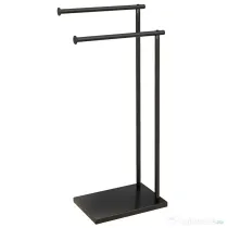 HOMCOM Suport prosoape de baie autoportant cu 2 brațe din metal, 35.5x20x78 cm, negru