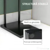 HOMCOM Suport prosoape de baie autoportant cu 2 brațe din metal, 35.5x20x78 cm, negru