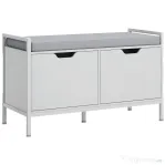 HOMCOM Banchetă Dulap pentru Pantofi cu 2 Compartimente și Pernă, Dulap Pantofi pentru Hol, 84x35x50 cm, Alb | Aosom Romania