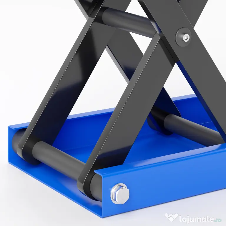 DURHAND Suport pentru Ridicarea Motocicletelor și Bicicletelor Antiderapant max 500 kg cu Înălțime Reglabilă, Suport Pliabil din Metal și Cauciuc, pentru Garaj, 41,5x23,5x10-37 cm, Albastru și Negru | Aosom Romania
