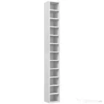 HOMCOM Raft Bibliotecă pentru CD-uri cu 12 rafturi, din MDF și panou aglomerat, 21x20x175 cm, Alb