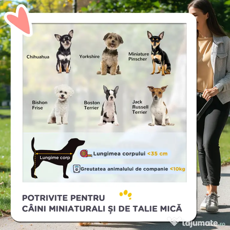 PawHut Cărucior Pliabil pentru Câini cu Frâne, 75x45x97 cm, Gri | Aosom Romania