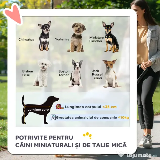 PawHut Cărucior Pliabil pentru Câini cu Frâne, 75x45x97 cm, Gri | Aosom Romania
