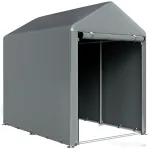 Outsunny Șopron pentru unelte anti-UV cu intrare cu fermoar, din oțel galvanizat și material PE, 120x179x165 cm, gri închis