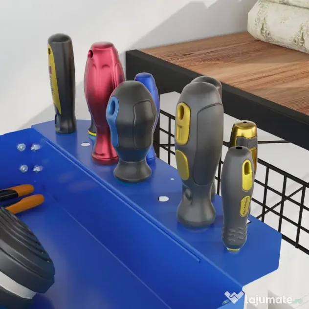 DURHAND Cărucior pentru Scule cu 3 Niveluri din Oțel cu Margini Înalte și 4 Roți Pivotante, 83 x 35.3 x 76 cm, Albastru | Aosom Romania