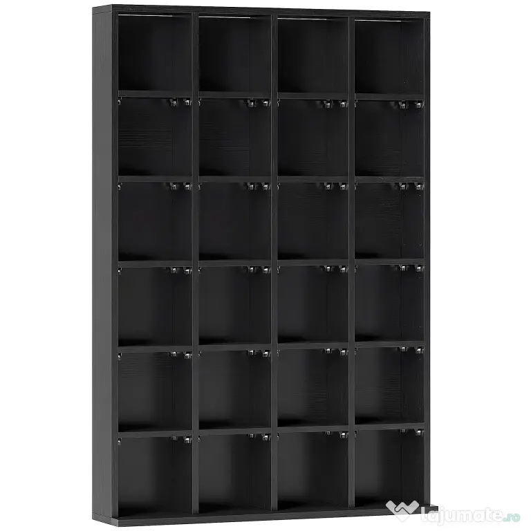 HOMCOM Dulap pentru CD-uri pentru 456 CD-uri sau 336 DVD-uri, 24 Compartimente, 89x20x130.5 cm Negru | Aosom Romania