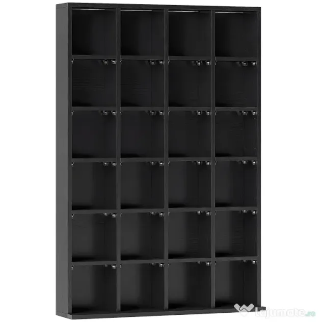 HOMCOM Dulap pentru CD-uri pentru 456 CD-uri sau 336 DVD-uri, 24 Compartimente, 89x20x130.5 cm Negru | Aosom Romania