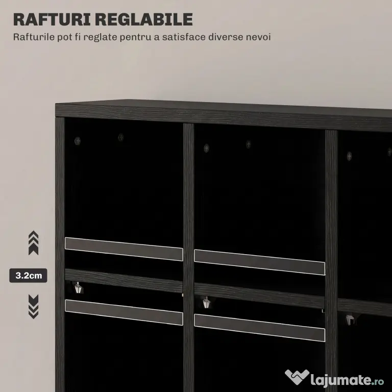 HOMCOM Dulap pentru CD-uri pentru 456 CD-uri sau 336 DVD-uri, 24 Compartimente, 89x20x130.5 cm Negru | Aosom Romania