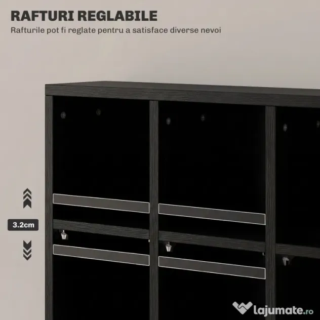 HOMCOM Dulap pentru CD-uri pentru 456 CD-uri sau 336 DVD-uri, 24 Compartimente, 89x20x130.5 cm Negru | Aosom Romania