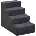 PawHut Scară Portabilă pentru Câini cu 4 Trepte, din Material de Catifea Detașabil și Lemn, 60x35x44 cm, Gri Închis