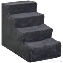 PawHut Scăriță pentru Câini Portabilă cu 4 Trepte, Scară pentru Animale Domestice, 60x35x44 cm, Gri Închis | Aosom Romania