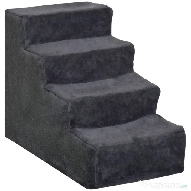 PawHut Scăriță pentru Câini Portabilă cu 4 Trepte, Scară pentru Animale Domestice, 60x35x44 cm, Gri Închis | Aosom Romania
