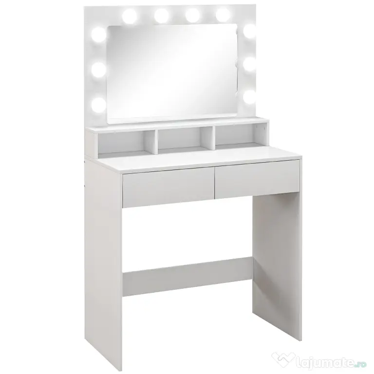 Oglindă LED, Toaletieră cu sertare | Aosom Romania