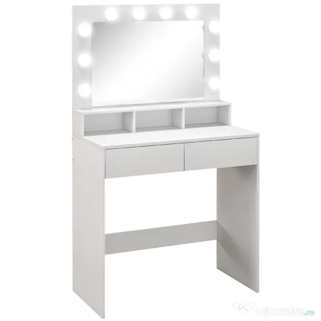 Oglindă LED, Toaletieră cu sertare | Aosom Romania