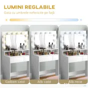 Oglindă LED, Toaletieră cu sertare | Aosom Romania