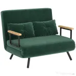 HOMCOM Canapea extensibilă 3 în 1 cu material cu efect de catifea, spătar reglabil și 2 perne, 102x73x81 cm, verde