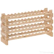 HOMCOM Raft pentru Sticle de Vin, Etajeră pentru Sticle cu 4 Rafturi pentru 48 Sticle, 114x28x56,5 cm, Lemn Natural | Aosom Romania