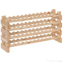 HOMCOM Raft pentru Sticle de Vin, Etajeră pentru Sticle cu 4 Rafturi pentru 48 Sticle, 114x28x56,5 cm, Lemn Natural | Aosom Romania
