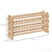 HOMCOM Raft pentru Sticle de Vin, Etajeră pentru Sticle cu 4 Rafturi pentru 48 Sticle, 114x28x56,5 cm, Lemn Natural | Aosom Romania