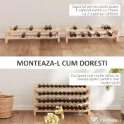 HOMCOM Raft pentru Sticle de Vin, Etajeră pentru Sticle cu 4 Rafturi pentru 48 Sticle, 114x28x56,5 cm, Lemn Natural | Aosom Romania