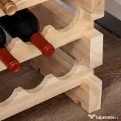 HOMCOM Raft pentru Sticle de Vin, Etajeră pentru Sticle cu 4 Rafturi pentru 48 Sticle, 114x28x56,5 cm, Lemn Natural | Aosom Romania