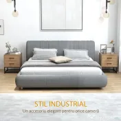 HOMCOM Set de 2 Noptiere cu 2 Sertare din Lemn și Oțel, 40x39.5x48 cm, Lemn Natural | Aosom Romania 