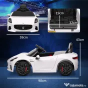 AIYAPLAY Mașinuță Electrică pentru Copii 3-5 Ani cu 2 Motoare, Telecomandă și Muzică, 98x59x43 cm, Alb | Aosom Romania 