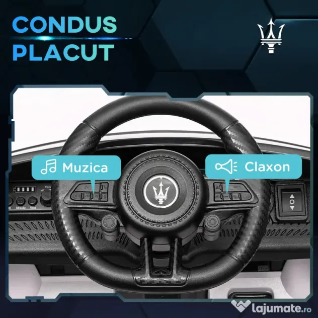 AIYAPLAY Mașinuță Electrică pentru Copii 3-5 Ani cu 2 Motoare, Telecomandă și Muzică, 98x59x43 cm, Alb | Aosom Romania