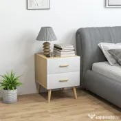 Comodă HOMCOM 2S stejar 40x50 | Aosom Romania