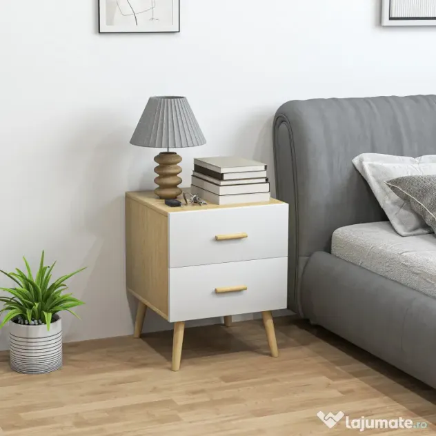 Comodă HOMCOM 2S stejar 40x50 | Aosom Romania