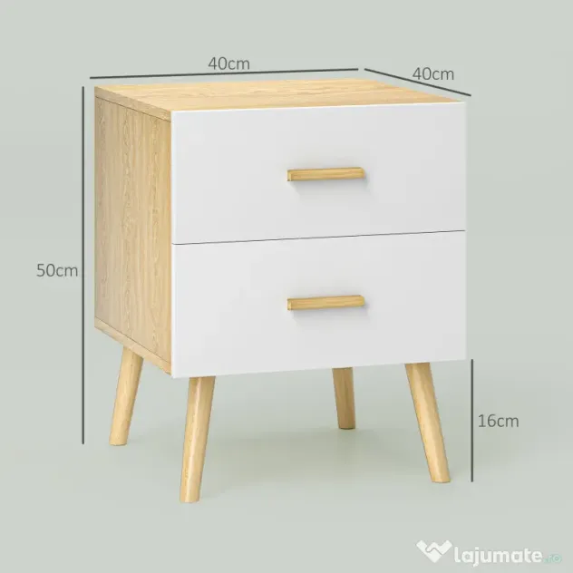 Comodă HOMCOM 2S stejar 40x50 | Aosom Romania