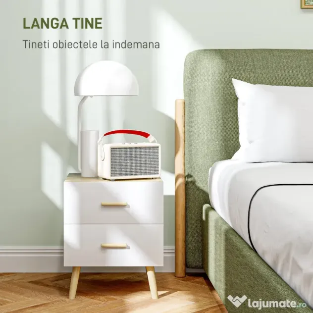 Comodă HOMCOM 2S stejar 40x50 | Aosom Romania