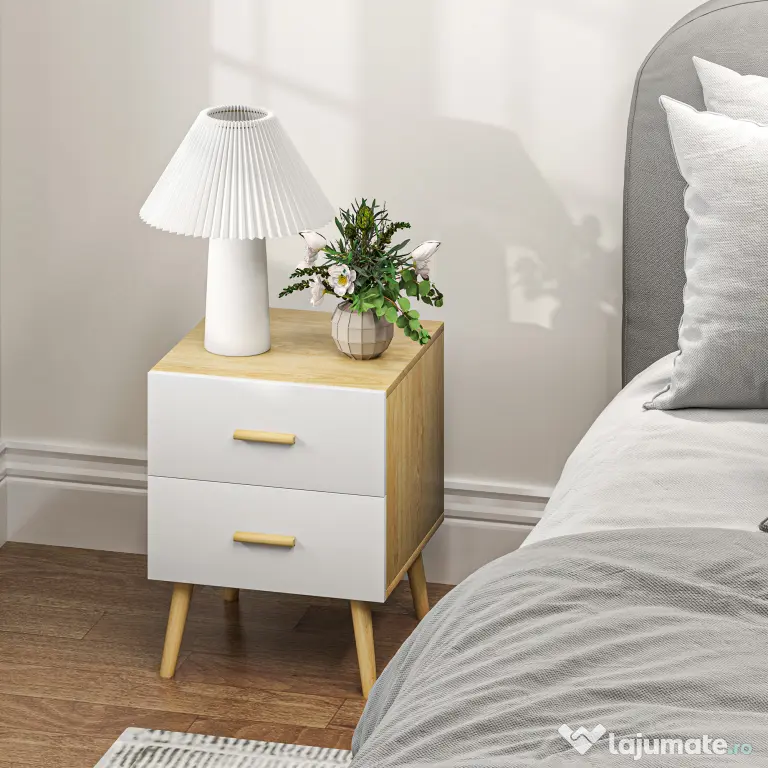 Comodă HOMCOM 2S stejar 40x50 | Aosom Romania
