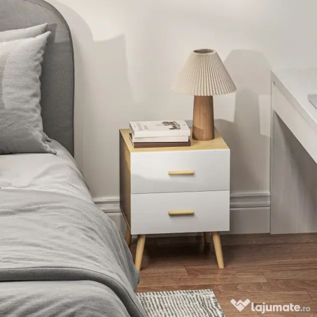 Comodă HOMCOM 2S stejar 40x50 | Aosom Romania