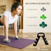 SPORTNOW Set Gantere cu Suport, 3 Perechi de Greutăți de 2 x 3 kg, 2 x 4 kg, 2 x 5 kg, Multicolor | Aosom Romania