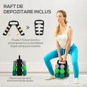 SPORTNOW Set Gantere cu Suport, 3 Perechi de Greutăți de 2 x 3 kg, 2 x 4 kg, 2 x 5 kg, Multicolor | Aosom Romania
